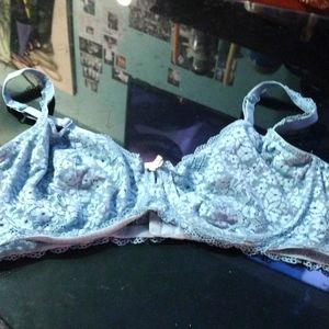 Giligan & O'Malley Women's Retro Lacy Underwire Bra Lt. Blue Size 40D
